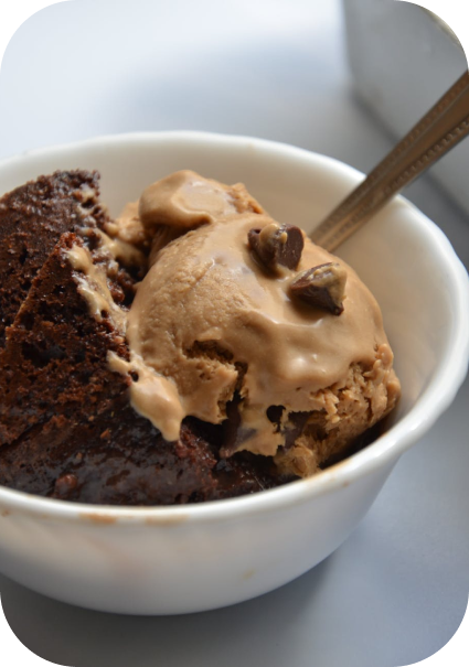 Chocolate Ice Cream with a brownie